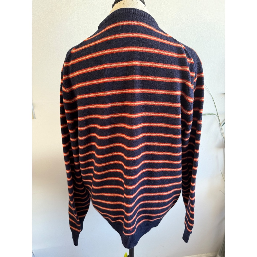 J.Crew Striped Lambswool Sweater Women's Size L Blue Orange Pullover‎